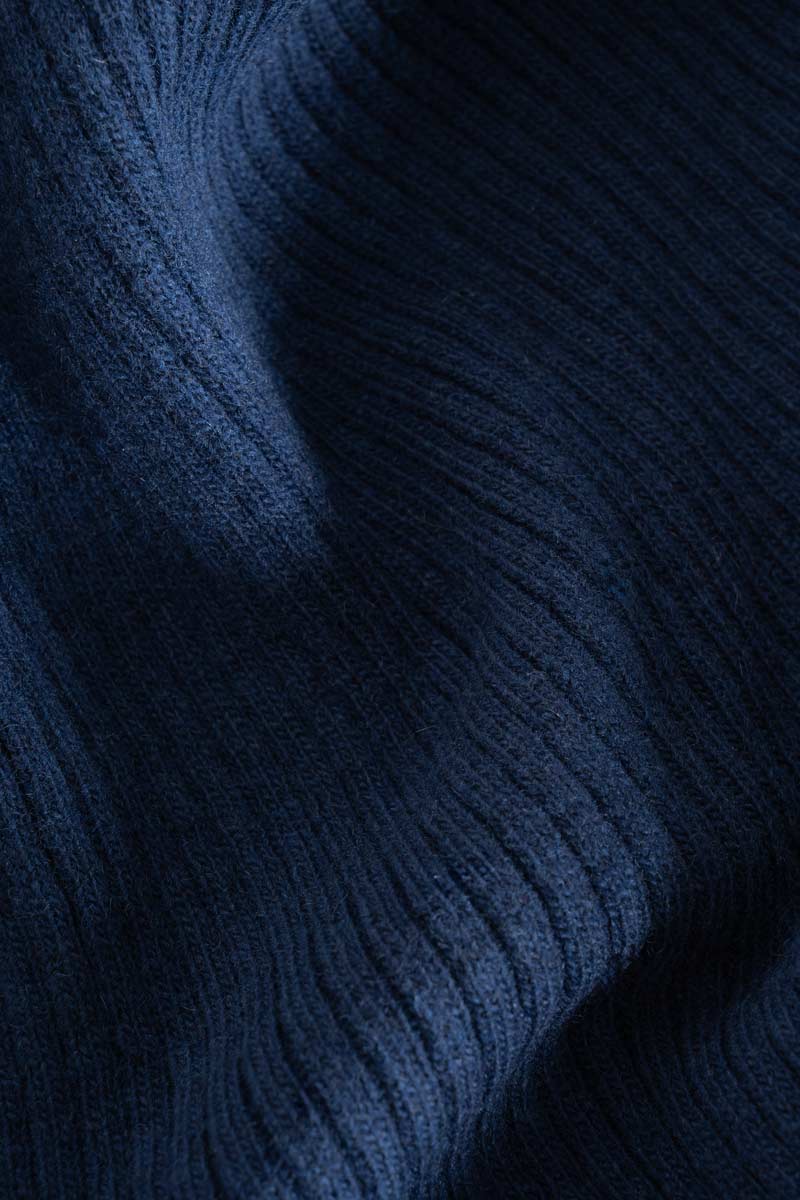 Gilet Donna Collo Alto Lana Riciclata Mariella  - Rifò Lab Moda circolare made in Italy
Blu Abisso