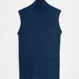 Gilet Donna Collo Alto Lana Riciclata Mariella  - Rifò Lab Moda circolare made in Italy
Blu Abisso