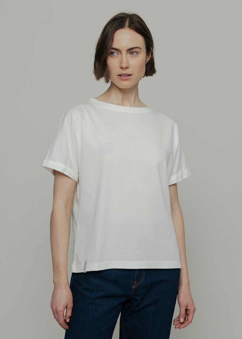 T-Shirt Donna Cotone Rigenerato Cris Bianco