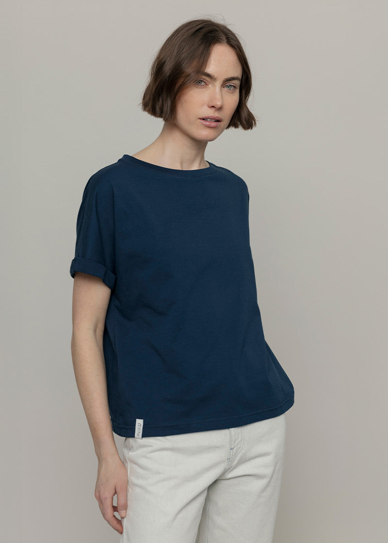 T-Shirt Donna Cotone Rigenerato Cris Blu