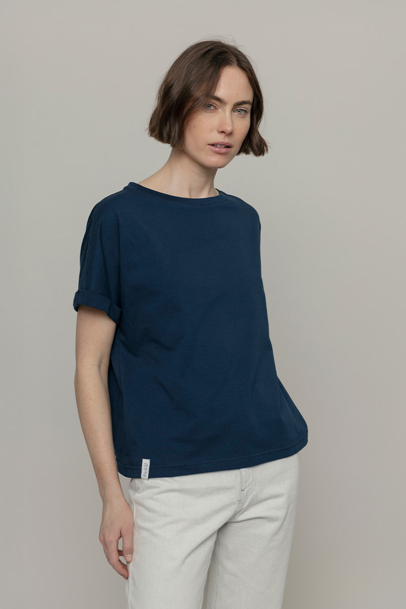 T-Shirt Donna Cotone Rigenerato Cris Blu