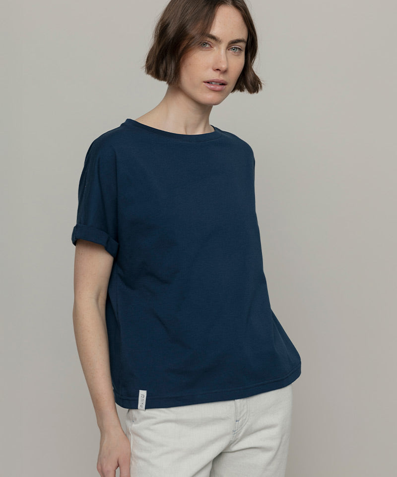 T-Shirt Donna Cotone Rigenerato Cris Blu