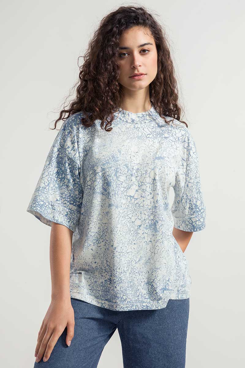 T Shirt Oversize Uomo Donna Cotone Raku Azzurro - Rifò