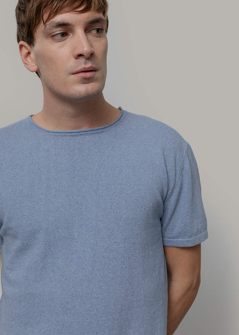 T-Shirt Uomo Cotone Rigenerato Davide Blu Indigo