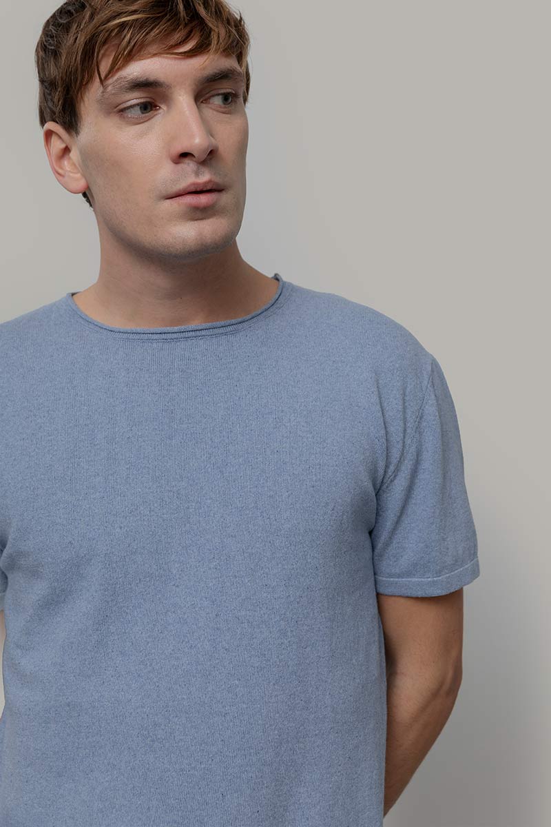 T-Shirt Uomo Cotone Rigenerato Davide Blu Indigo