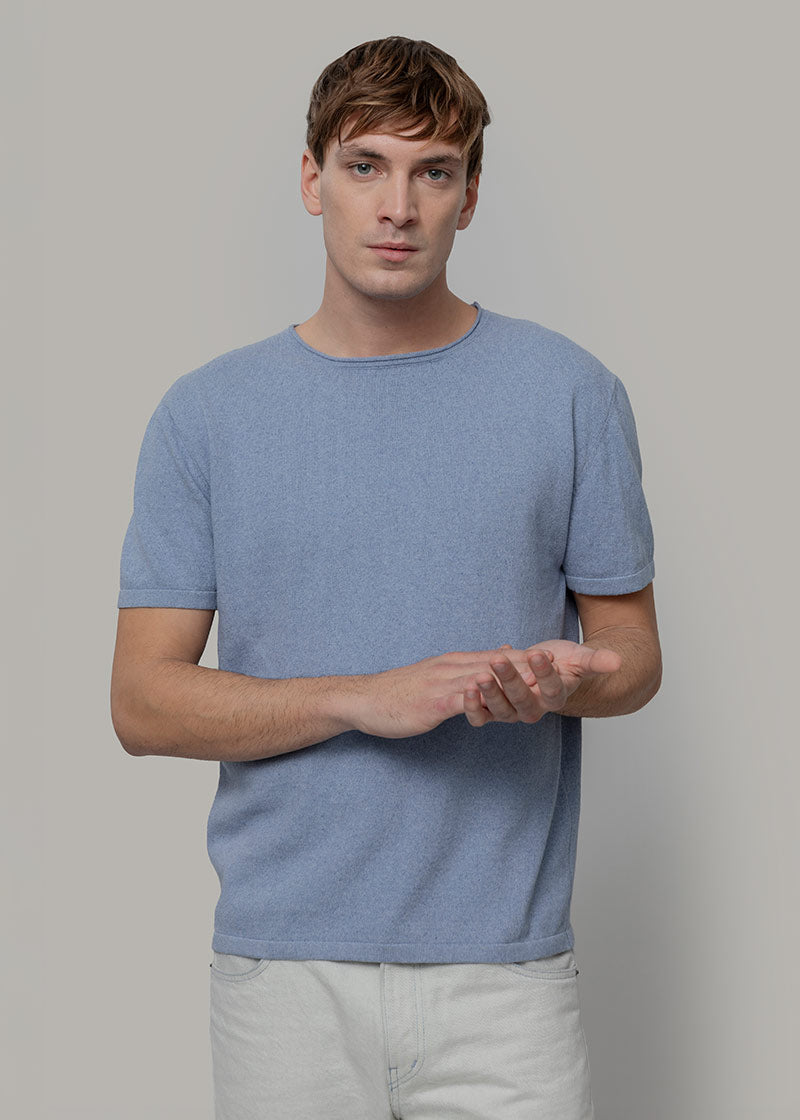 T-Shirt Uomo Cotone Rigenerato Davide Blu Indigo