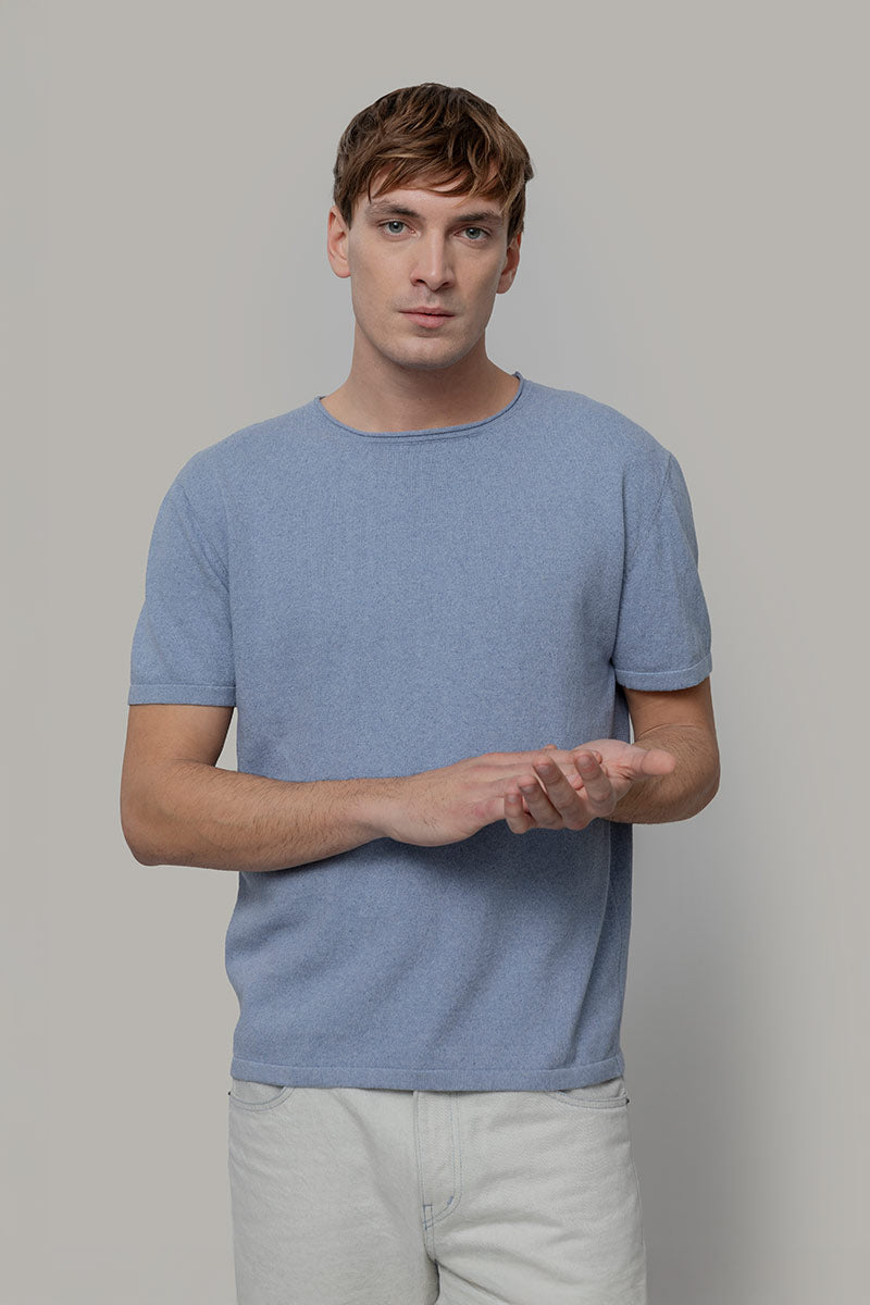 T-Shirt Uomo Cotone Rigenerato Davide Blu Indigo