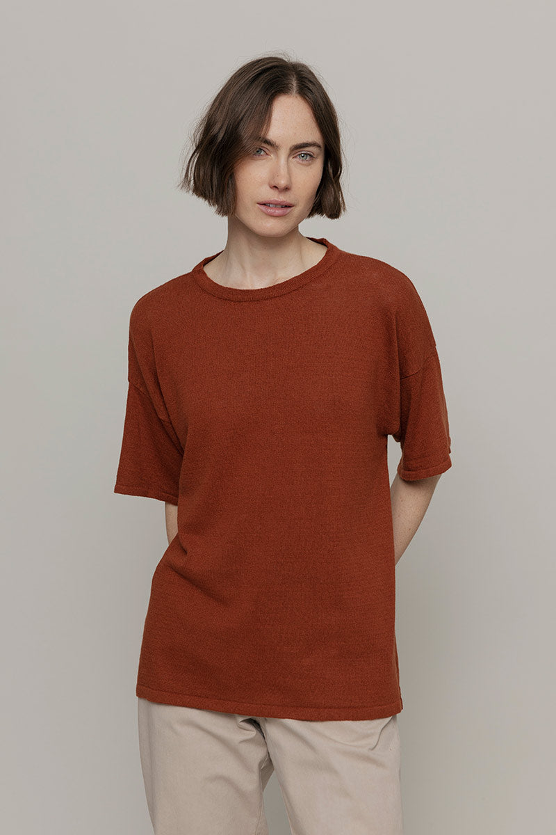 T-Shirt Donna Viscosa Virginia Marrone Terracotta