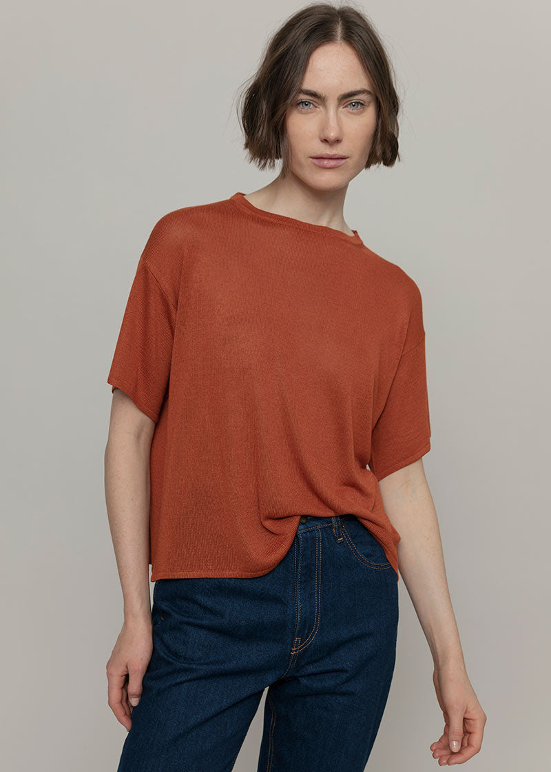 T-Shirt Donna Viscosa Virginia Marrone Terracotta