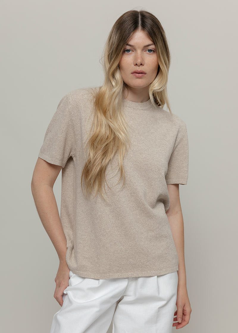 T-Shirt Donna Cotone Rigenerato Carlotta Beige