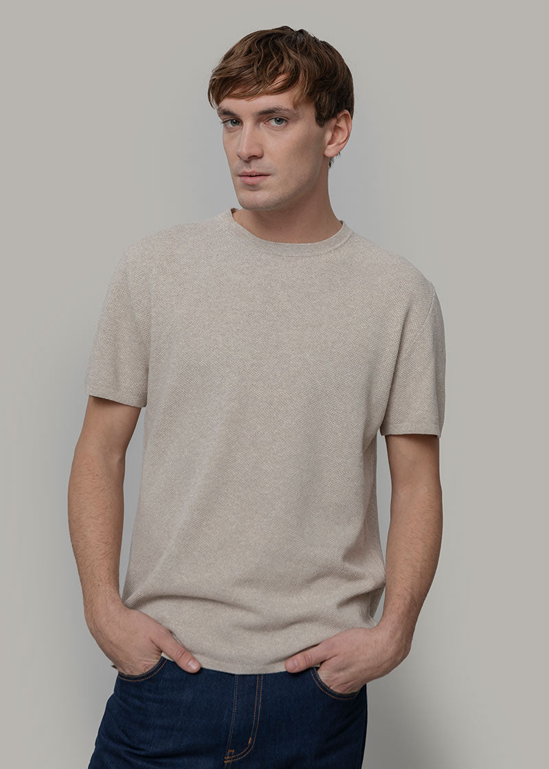 T-Shirt Uomo Cotone Rigenerato Mattia Beige