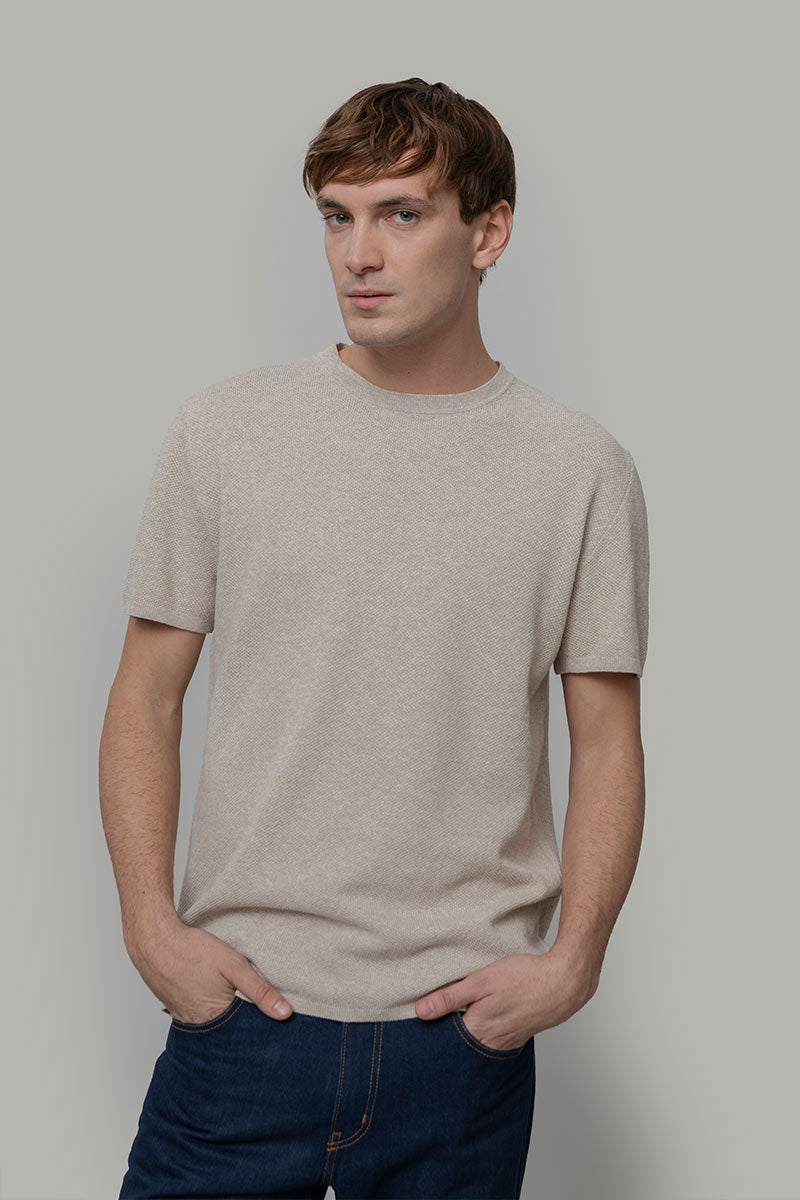 T-Shirt Uomo Cotone Rigenerato Mattia Beige