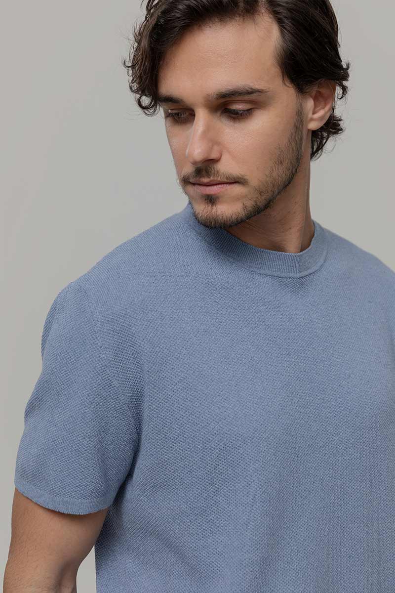 T-Shirt Uomo Cotone Rigenerato Mattia Blu