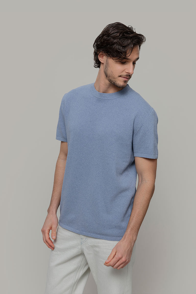 T-Shirt Uomo Cotone Rigenerato Mattia Blu