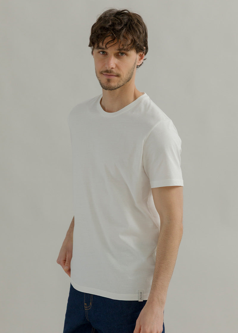 t shirt uomo cotone organico e cotone rigenerato bianca - Elio