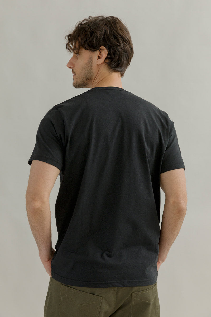 t shirt uomo cotone organico e cotone rigenerato Elio - Nero Corvino