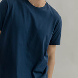 t shirt uomo cotone organico e cotone rigenerato blu - Elio