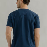 t shirt uomo cotone organico e cotone rigenerato blu - Elio
