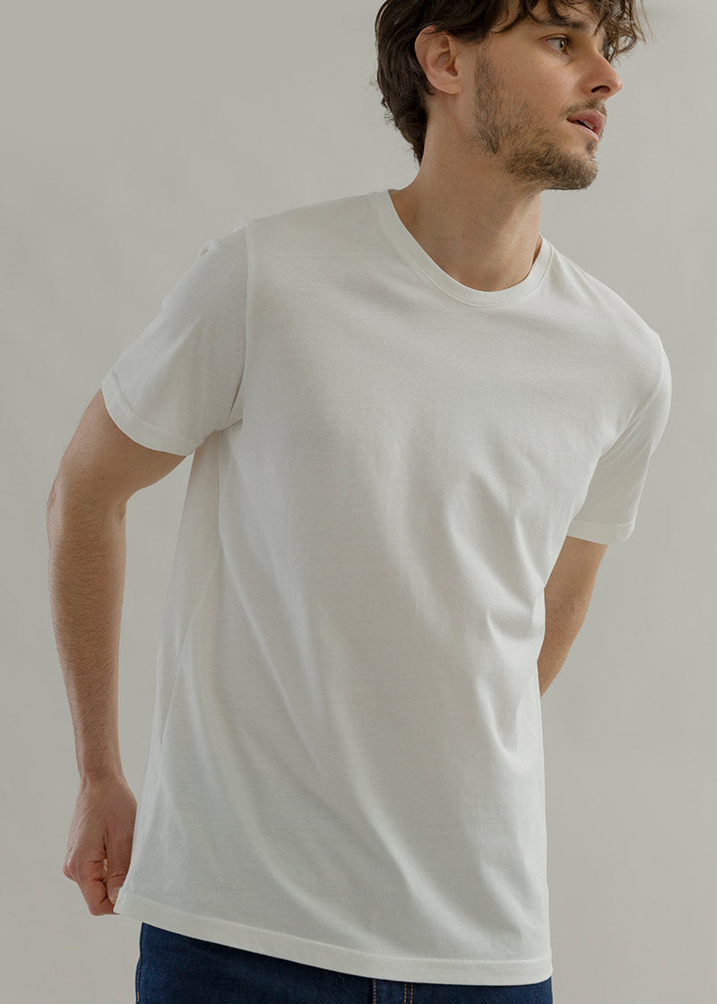 t shirt uomo cotone organico e cotone rigenerato bianca - Elio