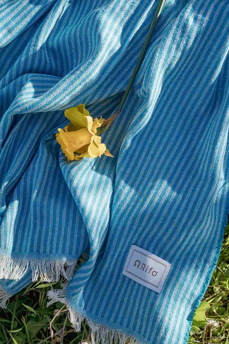 Telo Mare Cotone Rigenerato Tramontana Azzurro