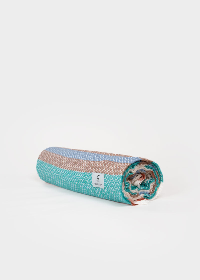 Telo Mare Cotone Rigenerato Blu Libeccio  - Rifò Lab Moda circolare made in Italy