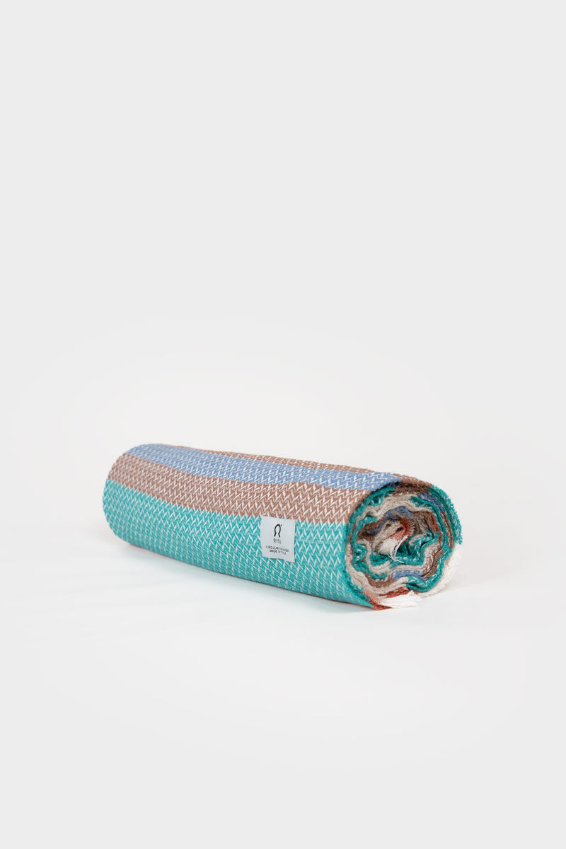 Telo Mare Cotone Rigenerato Blu Libeccio  - Rifò Lab Moda circolare made in Italy