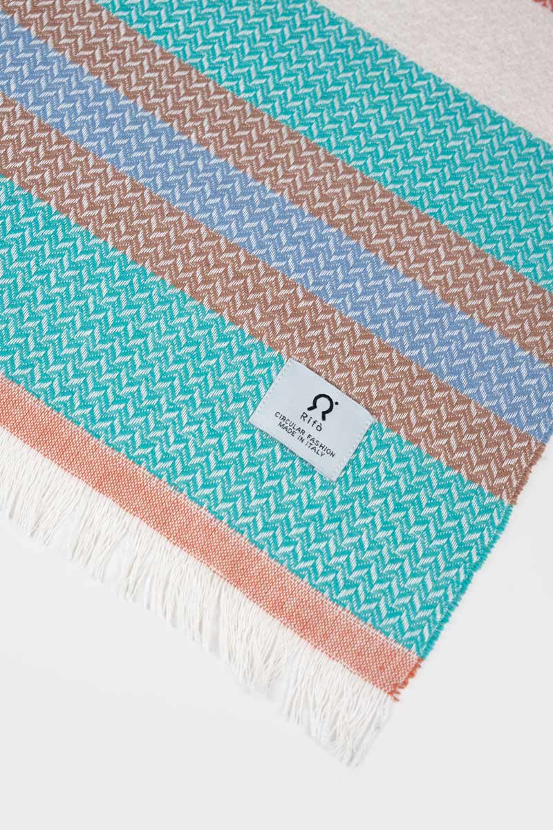 Telo Mare Cotone Rigenerato Blu Libeccio  - Rifò Lab Moda circolare made in Italy