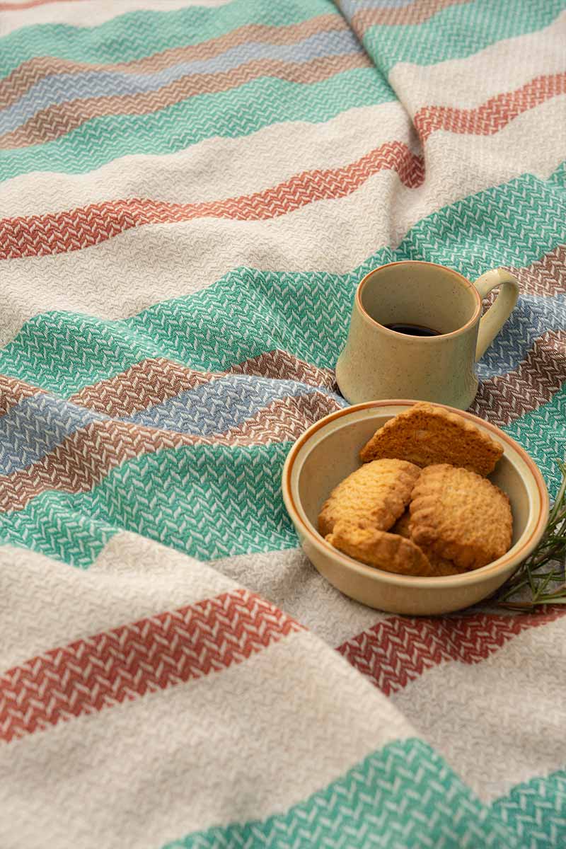 Telo Mare Cotone Rigenerato Blu Libeccio  - Rifò Lab Moda circolare made in Italy