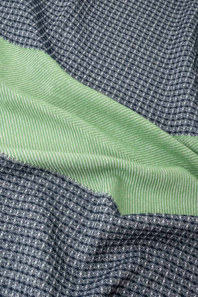 Telo Mare Cotone Rigenerato Waffle Verde Blu