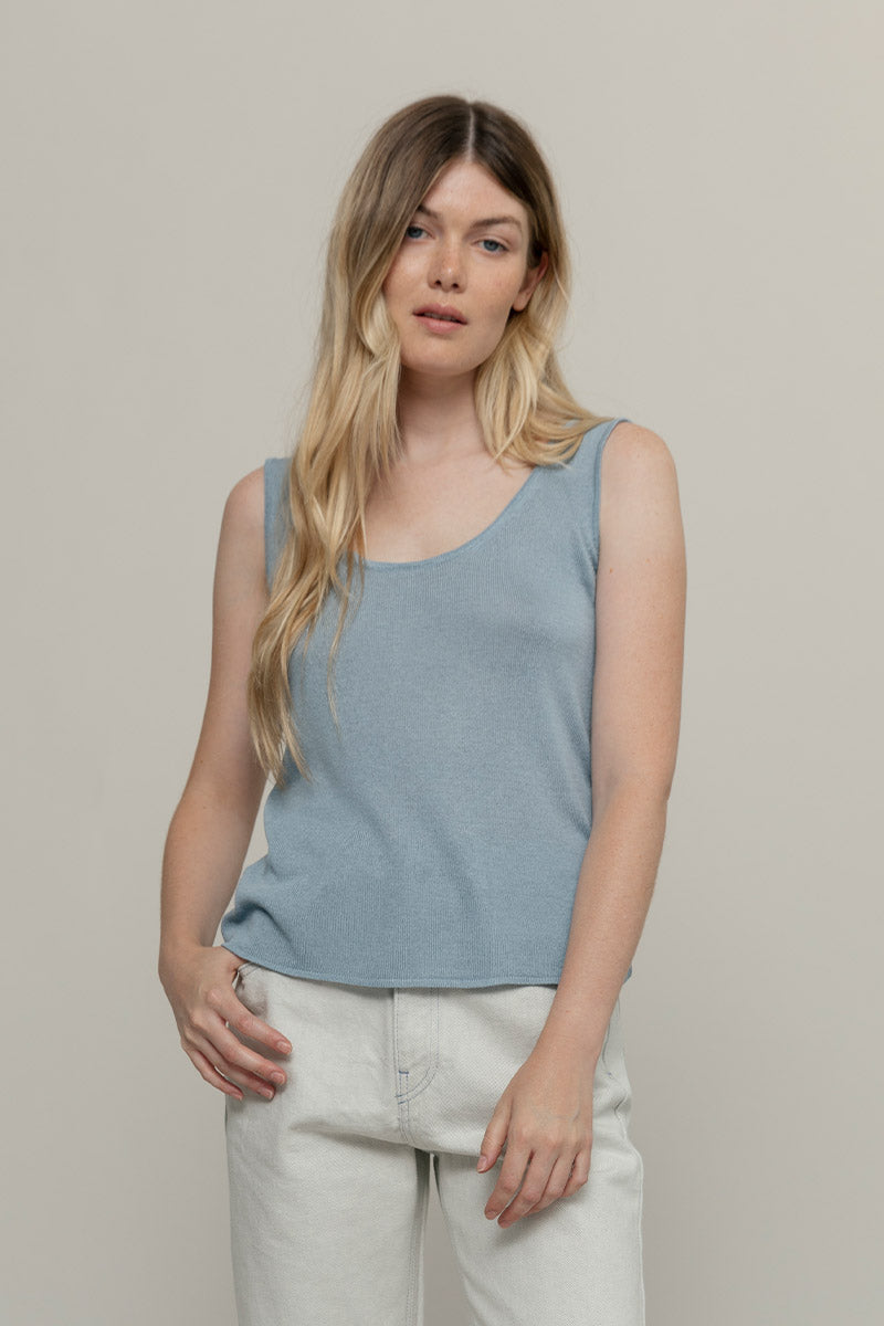 Top Donna Elegante Viscosa Valeria Azzurro - Rifò