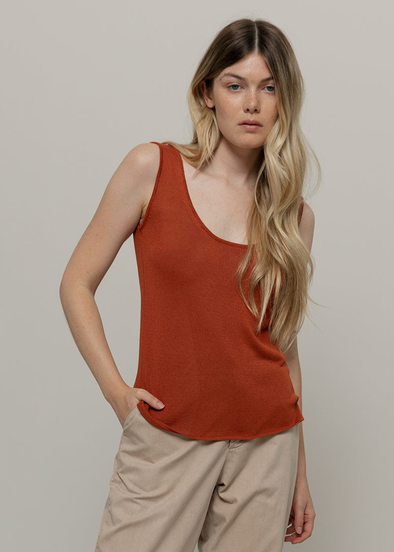 Top Viscosa Donna Valeria Marrone Terracotta