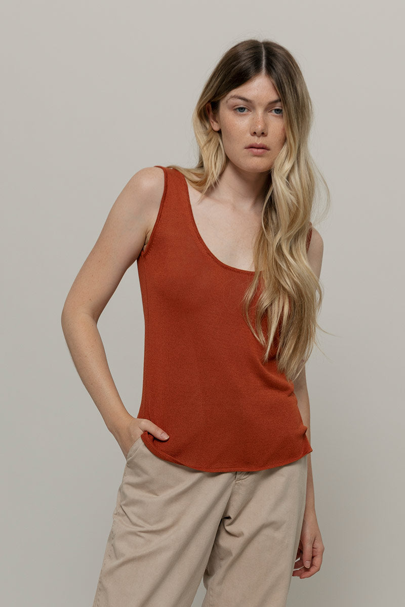 Top Viscosa Donna Valeria Marrone Terracotta