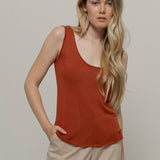 Top Viscosa Donna Valeria Marrone Terracotta