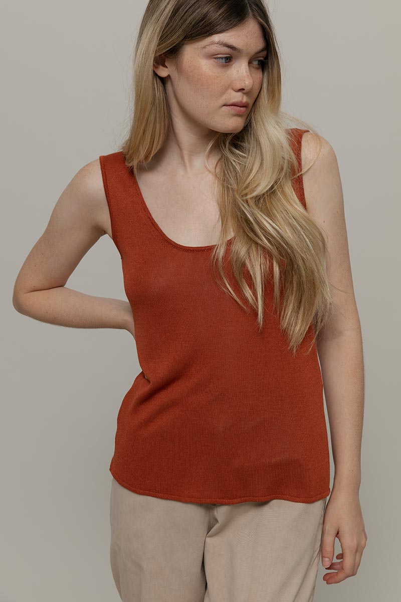 Top Viscosa Donna Valeria Marrone Terracotta