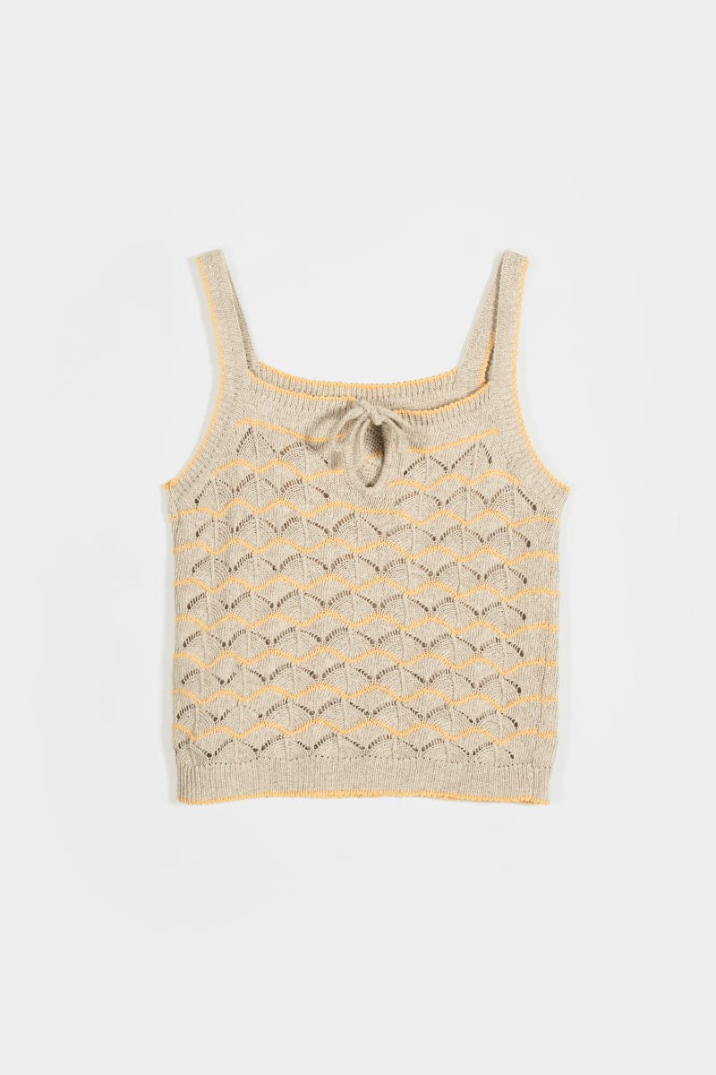 Tank Top Donna Cotone in Maglia Biege Perla - Rifò