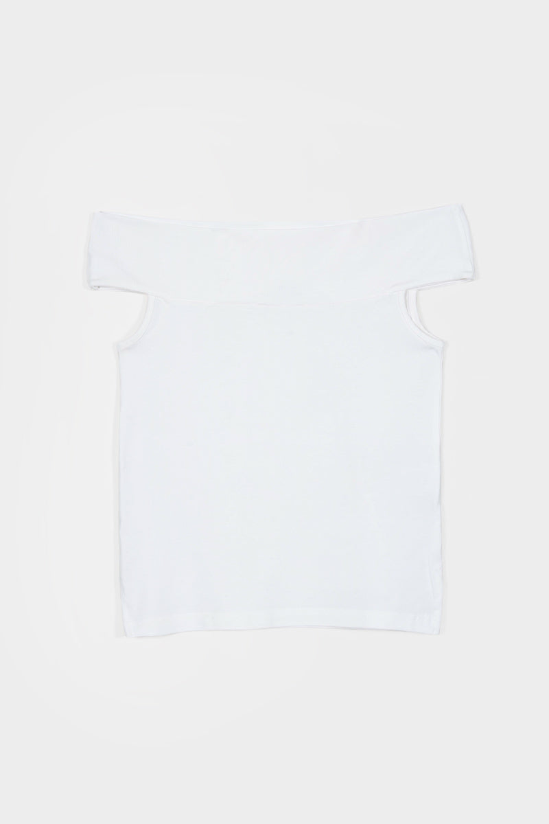 Top Spalle Scoperte Donna Viscosa Bianco Rosalia - Rifò Lab Moda circolare made in Italy