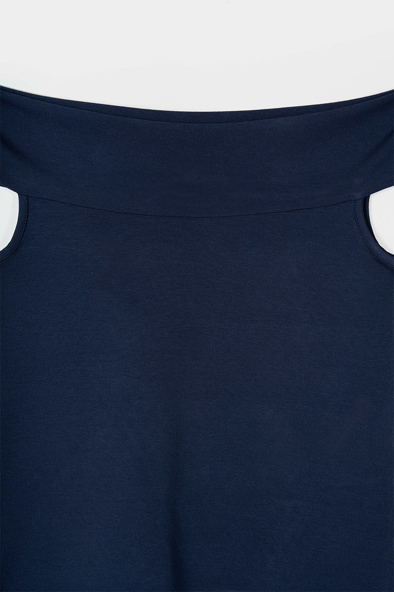 Top Spalle Scoperte Scollo Bardot Viscosa Blu Rosalia - Rifò Lab Moda circolare made in Italy