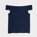 Top Spalle Scoperte Scollo Bardot Viscosa Blu Rosalia - Rifò Lab Moda circolare made in Italy