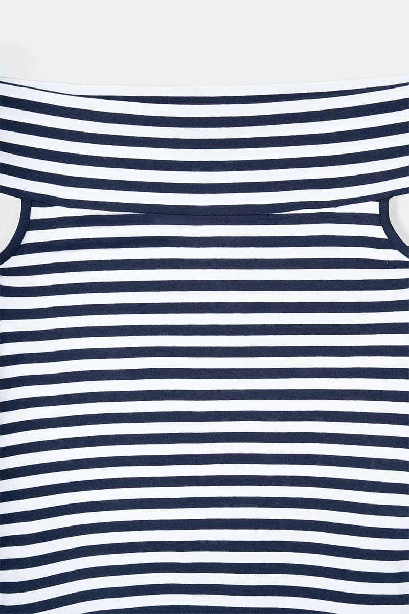 Top Spalle Scoperte Donna Viscosa a Righe con Scollo alla Bardot Rosalia - Rifò Lab Moda circolare made in Italy