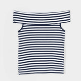 Top Spalle Scoperte Donna Viscosa a Righe con Scollo alla Bardot Rosalia - Rifò Lab Moda circolare made in Italy
