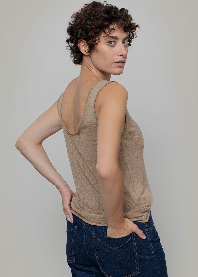 Top Viscosa Donna Valeria Beige - Rifò Lab Moda circolare made in Italy
