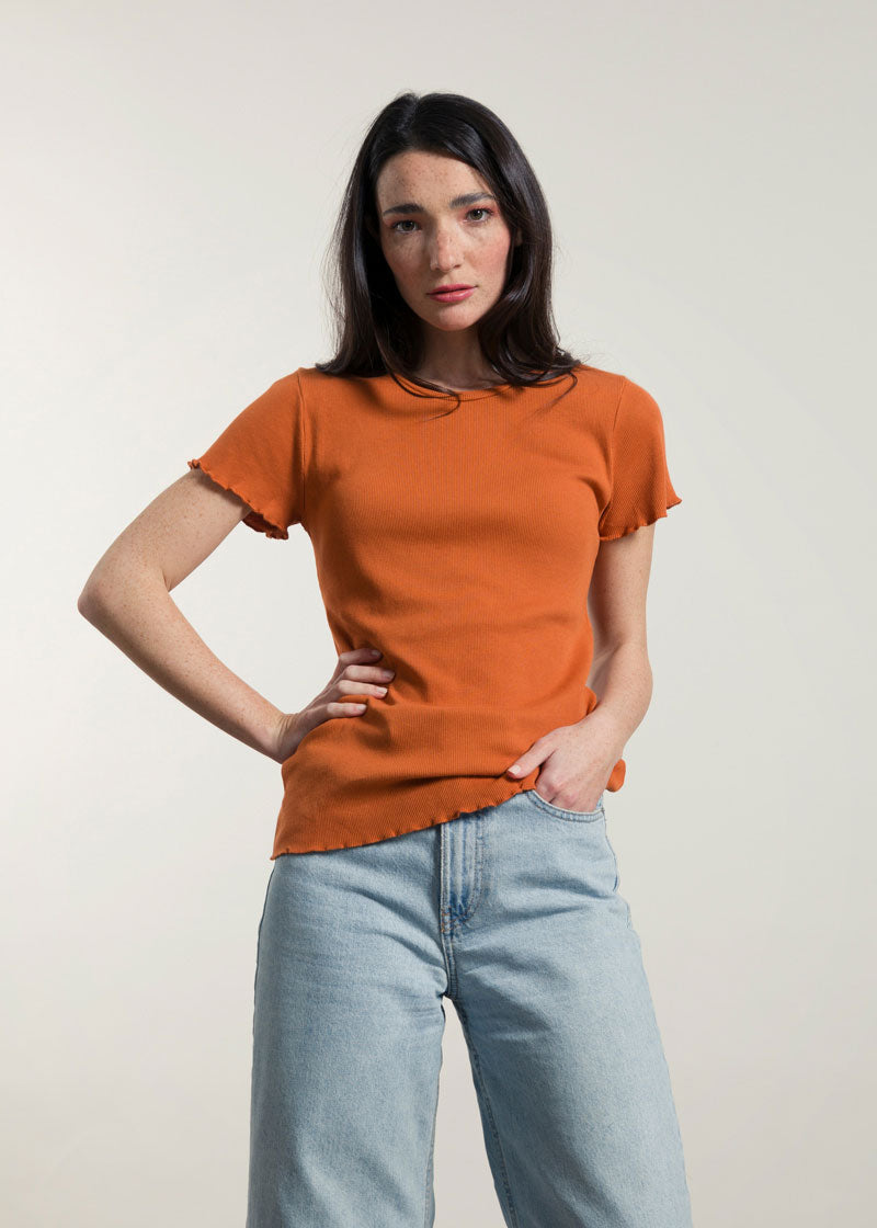 Arancio Argilla | Tshirt costina cotone rigenerato