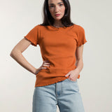 Arancio Argilla | Tshirt costina cotone rigenerato