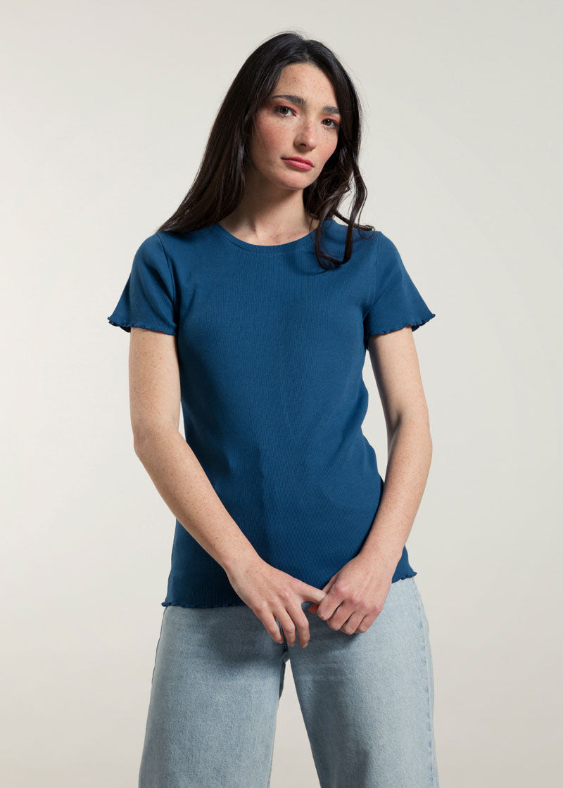 Blu Mare | Tshirt costina cotone rigenerato