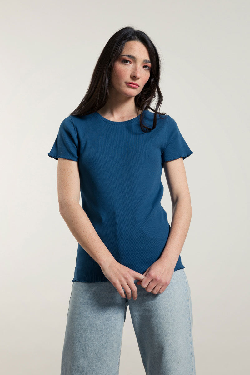 Blu Mare | Tshirt costina cotone rigenerato