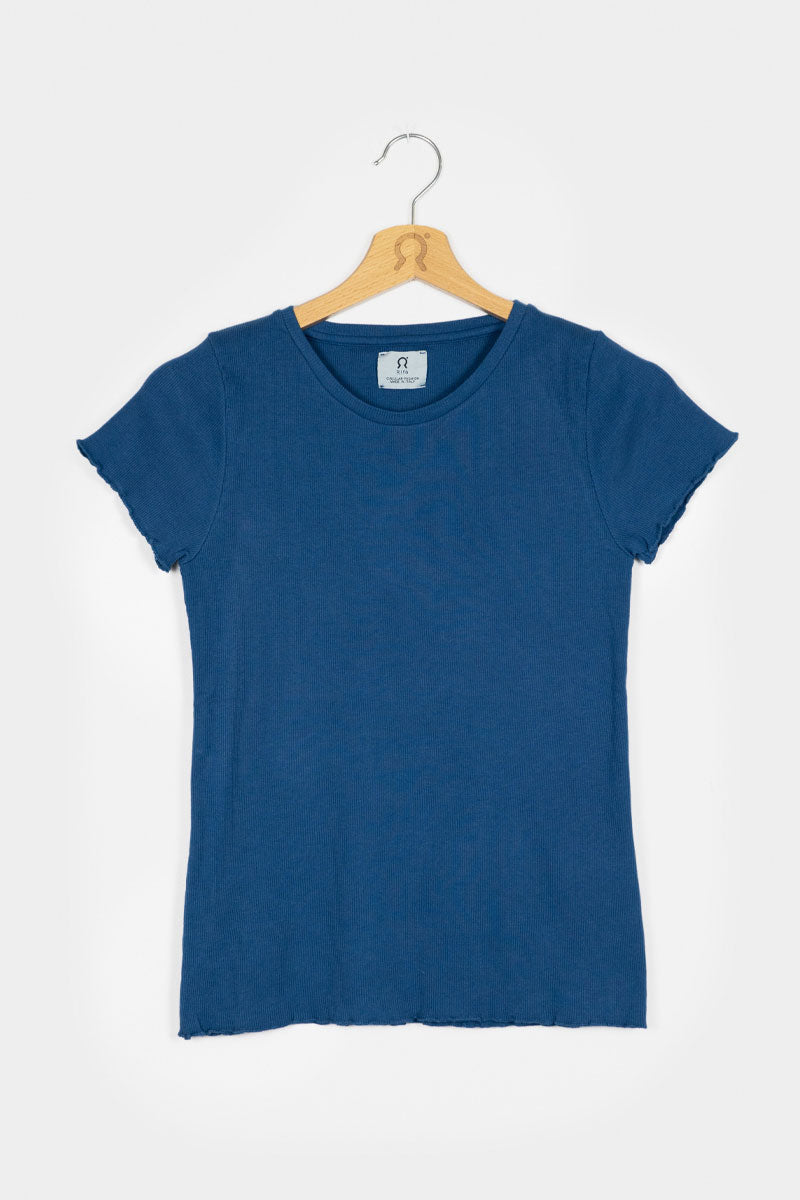 Blu Mare | Tshirt costina cotone rigenerato