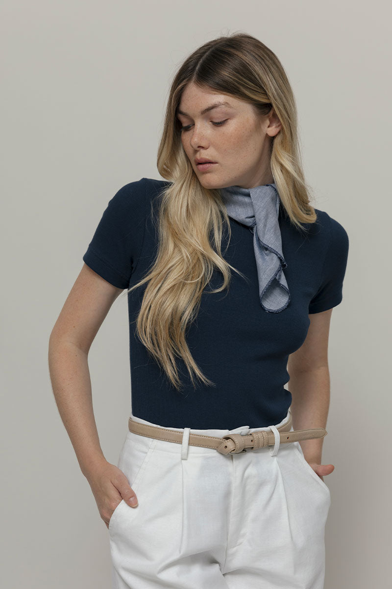 T-shirt Donna Cotone Rigenerato Ilaria Blu - Rifò