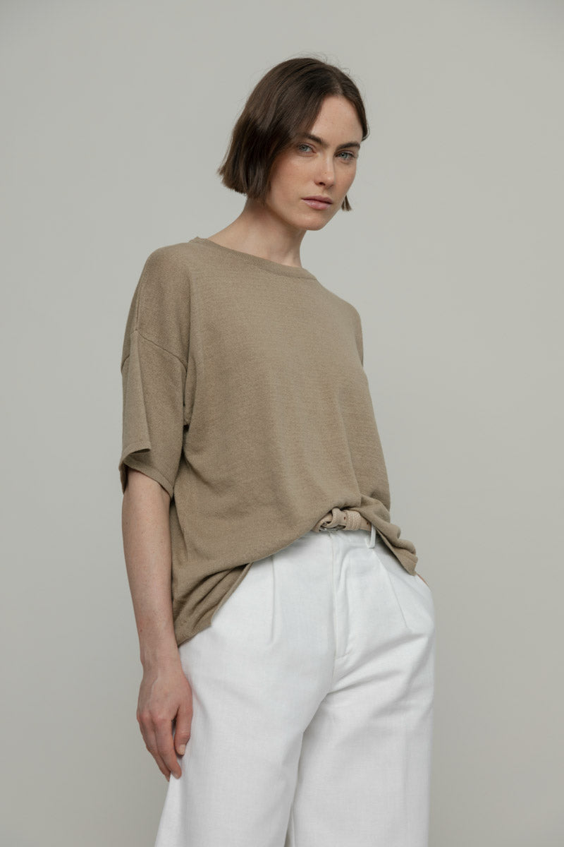 Beige Sabbia | T-shirt Lino Riciclato Donna Febe