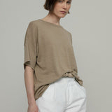 Beige Sabbia | T-shirt Lino Riciclato Donna Febe