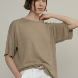 Beige Sabbia | T-shirt Lino Riciclato Donna Febe